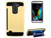 GOLD RUGGED TPU RUBBER HARD SHELL CASE STAND COVER FOR LG K7 and LG TRIBUTE 5