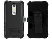 BLACK TRI SHIELD RUGGED CASE BELT CLIP HOLSTER STAND FOR MOTOROLA DROID TURBO 2