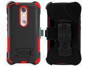 RED TRI SHIELD RUGGED CASE BELT CLIP HOLSTER STAND FOR MOTOROLA DROID TURBO 2