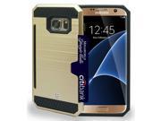 GOLD RUGGED TPU HARD CASE WITH CREDIT CARD SLOT STAND FOR SAMSUNG GALAXY S7 EDGE