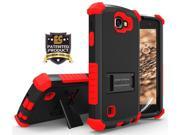 RED RUGGED TRI SHIELD HARD CASE COVER STAND FOR LG OPTIMUS ZONE 3 K4 SPREE