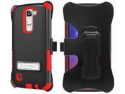RED TRI SHIELD CASE BELT CLIP HOLSTER STAND FOR LG TRIBUTE 5 MS330 LS675 K7