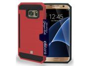 RED RUGGED TPU HARD CASE WITH CREDIT CARD SLOT STAND FOR SAMSUNG GALAXY S7 EDGE