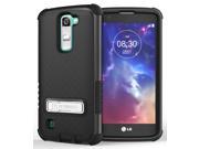 BLACK RUGGED TRI SHIELD RUBBER SKIN HARD CASE COVER STAND FOR LG TRIBUTE 5 K7