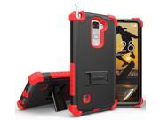RED RUGGED TRI SHIELD HARD CASE COVER STAND FOR LG STYLO 2 4G LS775 STYLUS 2