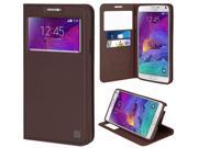 BROWN INFOLIO WINDOW WALLET CREDIT ID CARD CASE STAND FOR SAMSUNG GALAXY NOTE 4