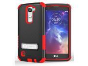 RED RUGGED TRI SHIELD SOFT RUBBER SKIN HARD CASE COVER STAND FOR LG TRIBUTE 5 K7
