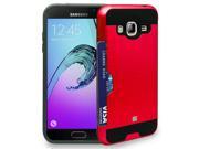 RED CREDIT CARD SLOT HARD WALLET CASE COVER FOR SAMSUNG GALAXY EXPRESS PRIME