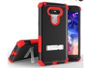 RED RUGGED TRI SHIELD RUBBER GRIP SKIN HARD CASE COVER METAL STAND FOR LG G5