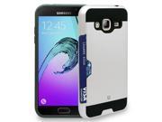 WHITE CREDIT CARD SLOT HARD WALLET SHELL CASE COVER FOR SAMSUNG GALAXY AMP PRIME