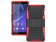 RED GRENADE GRIP RUGGED TPU SKIN HARD CASE COVER STAND FOR SONY XPERIA Z3 PHONE