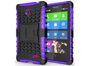 PURPLE GRENADE RUGGED TPU SKIN HARD CASE COVER STAND FOR NOKIA X PHONE A110 X
