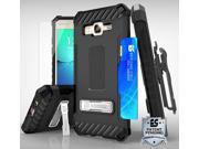 BLACK TRI SHIELD CASE TEMPERED GLASS BELT CLIP STAND FOR SAMSUNG GALAXY ON5