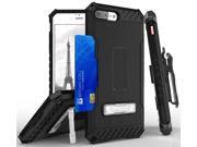 BLACK TRI SHIELD CASE BELT CLIP HOLSTER STRAP CARD SLOT STAND FOR iPHONE 7 PLUS