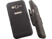 BLACK RIBBED HARD CASE COVER BELT CLIP HOLSTER STAND FOR SAMSUNG GALAXY J3