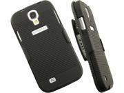 BLACK RUBBERIZED HARD CASE BELT CLIP HOLSTER STAND FOR GALAXY S4 S IV PHONE
