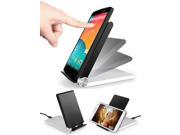 SILVER BLACK 3 COIL QI WIRELESS CHARGER PAD FOLDING ADJUSTABLE STAND FOR PHONE