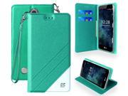 MINT WRIST STRAP WALLET CREDIT CARD CASE STAND FOR LG ARISTO FORTUNE PHOENIX 3