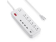 Poweradd 7 Outlet 6ft Cord Power Strip with Surge Protector and 5 Smart 40W 8A USB Charging Ports