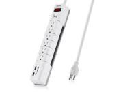 Poweradd 6 Rotatable Outlets Surge Protector 6ft Cord Power Strip with Dual Smart USB Ports