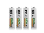 EBL 4 Pack High Capacity 2800mAh AA Ni MH Rechargeable Batteries Battery Case Included