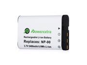 Powerextra 2 Pack 3.7V 2400mAh NP 90 Replacement Battery For Casio Exilim Hi Zoom EX FH100 EX H10 EX H15 EX H20G Camera