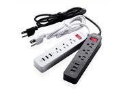 Poweradd 3 Port USB Charging Stations and 3 AC Outlets Home Office surge protector. white black