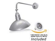14 Adjustable Barn Shade With 19 3 4 Curved Arm And 13W LED PAR30 4000K Natural White Bulb