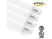 4 Pack Of 4ft T8 LED Glass Tube Lights 18W 36W Equal 3000K Warm White Electronic Ballast Compatible Double Ended Connection Power Frosted Lens G13 Bi