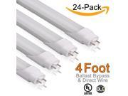 24 Pack Of 4ft T8 LED Shop Lights Tube 18W 36W Equal 4000K Natural White Electronic Ballast Compatible Double Ended Connection Power Frosted Lens G13