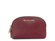 MICHAEL Michael Kors Alex Small Travel Pouch Saffiano Leather 18K Color Cherry