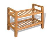 vidaXL Shoe Rack with 2 Shelves Solid Oak 19.5 vidaXL Shoe Rack with 2 Shelves Solid Oak 19.5