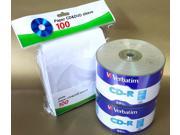 100 VERBATIM Blank CD R CDR Logo Branded 52X 700MB Media Disc 100 Paper Sleeve !!!