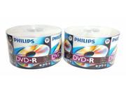 New PHILIPS Blank DVD R DVDR Logo Branded 50x2 100pcs 16X 4.7GB Media Disc