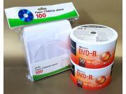 New 100 SONY Blank DVD R DVDR Logo Branded 16X 4.7GB Media Disc 100 Paper Sleeves