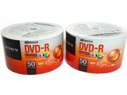 100 SONY Blank DVD R DVDR Recordable White Inkjet Printable 16X 4.7GB Media Disc