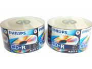 100 PHILIPS Blank CD R CDR Logo Top 52X 700MB 80min Recordable Media Disc