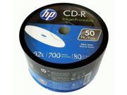 100 HP Blank CD R CDR 52x 700MB 80MIN White Inkjet Printable Recordable Disc