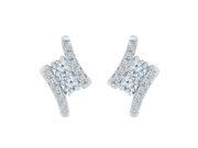 TOGETHER US DIAMOND COLLECTION Sterling Silver Two Stone White Diamond Fashion Earring 0.72 Cttw