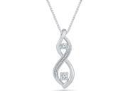 TOGETHER US DIAMOND COLLECTION Sterling Silver Two Stone White Round Diamond Fashion Pendant 0.20 Cttw