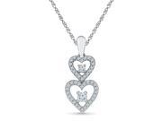 TOGETHER US DIAMOND COLLECTION Sterling Silver Two Stone White Round Diamond Fashion Pendant 0.40 Cttw