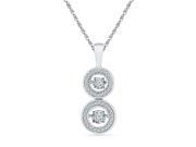 TOGETHER US DIAMOND COLLECTION Sterling Silver Two Stone White Round Diamond Fashion Pendant 0.50 Cttw