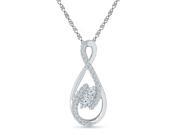 TOGETHER US DIAMOND COLLECTION Sterling Silver Two Stone White Round Diamond Fashion Pendant 0.16 Cttw