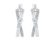 TOGETHER US DIAMOND COLLECTION Sterling Silver Two Stone White Diamond Fashion Earring 0.05 Cttw