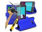 i Tronixs Vodafone Smart mini 7 PU Leather Wallet Flip case Glass Screen Protector Blue