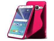 i Tronixs Samsung Galaxy J3 2016 Slim Fit case Line Wave Gel Skin Screen Protector Guard Pink