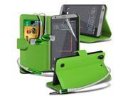 i Tronixs HTC Desire 530 PU Leather Wallet Classic Flip case Cover Earphone Green
