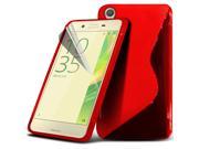 i Tronixs Sony Xperia X Slim Fit case Line Wave Gel Skin Screen Protector Guard Red