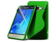 i Tronixs Samsung Galaxy J1 Nxt Slim Fit case Line Wave Gel Skin Screen Protector Guard Green