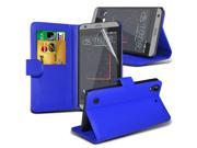 i Tronixs HTC Desire 530 PU Leather Wallet Classic Flip case Screen Protector Guard Blue